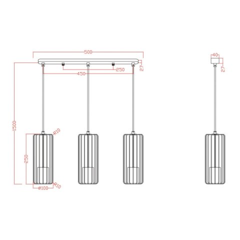 Lampa wisząca Sintra 3xGU10 czarna LP-975/3L BK Lampa wisząca Sintra 3xGU10 czarna LP-975/3L BK