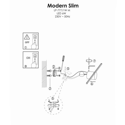 Kinkiet Modern Slim M 1xLED biały IP44 LP-777/1W M WH Kinkiet Modern Slim M 1xLED biały IP44 LP-777/1W M WH