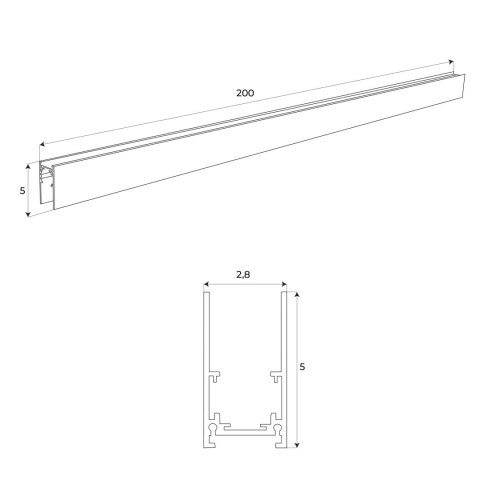 MAXLIGHT MT0002 SZYNA MAGNETYCZNA GŁĘBOKA, NATYNKOWA, 2 METRY, CZARNA