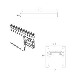 MAXLIGHT MT0011 SZYNA MAGNETYCZNA PŁYTKA, NATYNKOWA, 1 METR, CZARNA