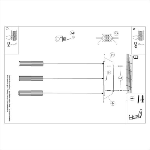 Lampa wisząca KARBON 3L ochra czerwona Lampa wisząca KARBON 3L ochra czerwona