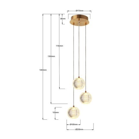 Lampa wisząca Brillant 3 złota LED CCT Lampa wisząca Brillant 3 złota LED CCT