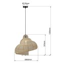 Ratanowa lampa wisząca Shella 60 cm jasne drewno 1xE27