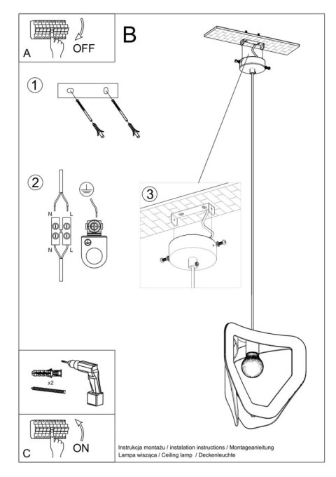Lampa wisząca TRES czarna Lampa wisząca TRES czarna