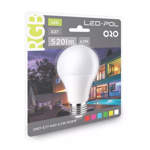 ORO-E27-A60-6,5W-RGB W ŻARÓWKA ORO-E27-A60-6,5W-RGB W ŻARÓWKA