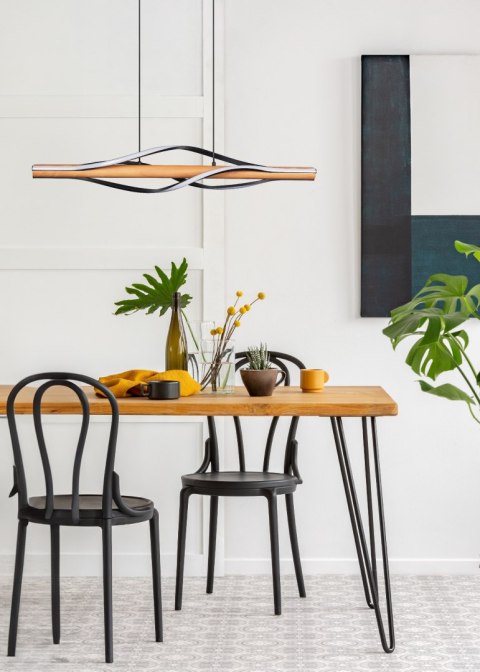 P230857003 BAEZ LAMPA WISZĄCA CZARNA+DREWNO/BLACK+WOOD P230857003 BAEZ LAMPA WISZĄCA CZARNA+DREWNO/BLACK+WOOD