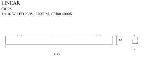 MAXLIGHT C0125 LAMPA SUFITOWA LINEAR WHITE 36W 4000K