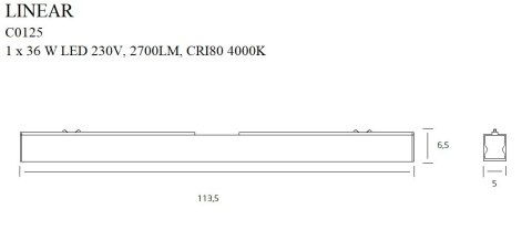MAXLIGHT C0125 LAMPA SUFITOWA LINEAR WHITE 36W 4000K