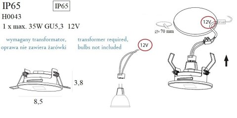 MAXLIGHT H0043 OPRAWA WPUSTOWA OKRĄGŁA IP65 CHROM MAXLIGHT H0043 OPRAWA WPUSTOWA OKRĄGŁA IP65 CHROM