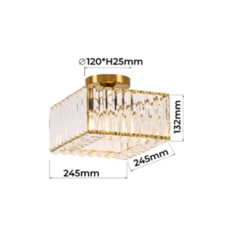 Kwadratowy plafon Vetro chrom 1xE27 Kwadratowy plafon Vetro chrom 1xE27