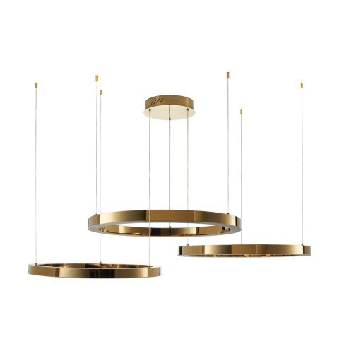 Lampa wisząca CIRCLE 40+60+80 LED złoty połysk na 1 podsufitce Lampa wisząca CIRCLE 40+60+80 LED złoty połysk na 1 podsufitce