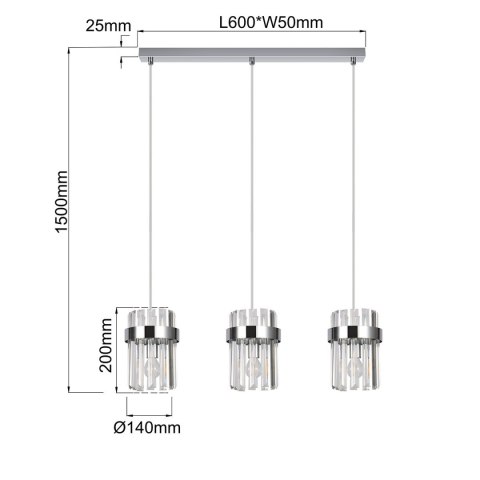 Lampa wisząca Vetro chrom 3xE14 Lampa wisząca Vetro chrom 3xE14