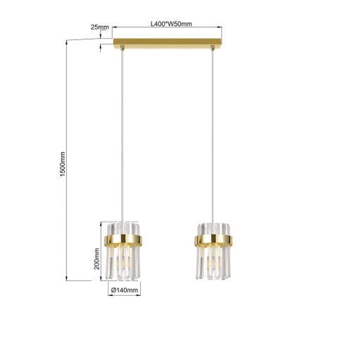 Lampa wisząca Vetro złota 2xE14 Lampa wisząca Vetro złota 2xE14