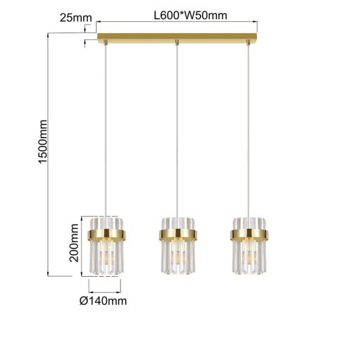Lampa wisząca Vetro złota 3xE14 Lampa wisząca Vetro złota 3xE14