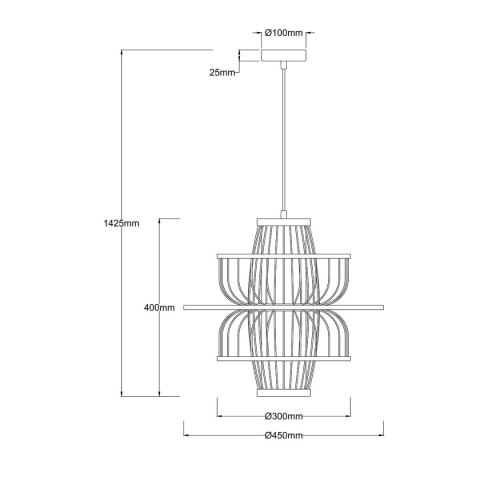 Ratanowa lampa wisząca Astra naturalna 1xE27