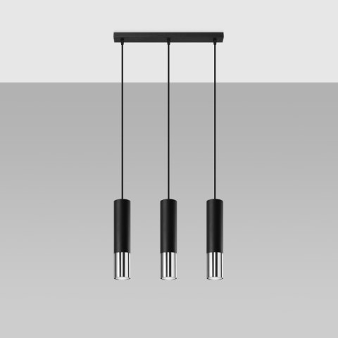 Lampa wisząca LOOPEZ 3L czarny/chrom