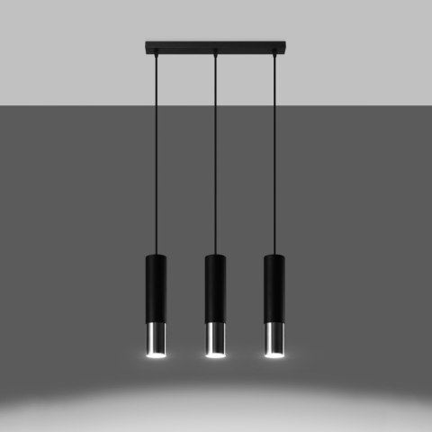 Lampa wisząca LOOPEZ 3L czarny/chrom