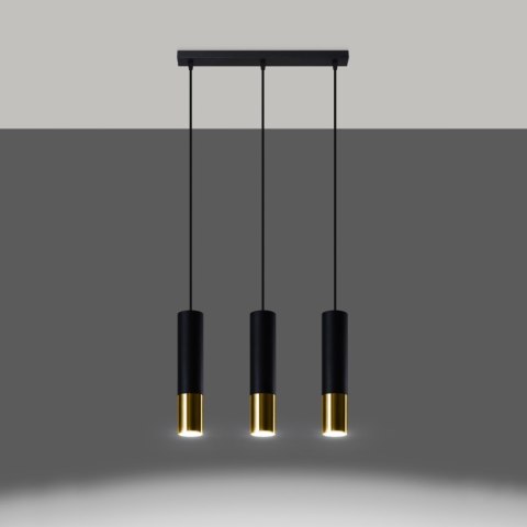 Lampa wisząca LOOPEZ 3L czarny/złoty