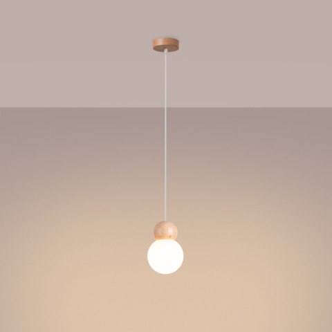 Lampa wisząca PEKKA 1 biała/naturalne drewno