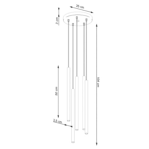 Lampa wisząca PASTELO 5P ochra czerwona