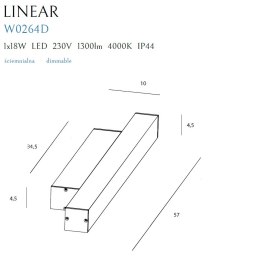 MAXLIGHT W0264 KINKIET LINEAR IP44 BLACK, 18W 4000K ŚCIEMNIALNY