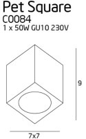 MAXLIGHT C0084 LAMPA SUFITOWA PET SQUARE CHROM, GU10