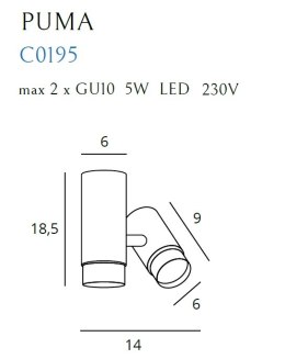 MAXLIGHT C0195 LAMPA SUFITOWA PUMA 1 GU10