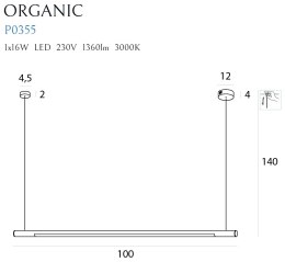 MAXLIGHT P0355 LAMPA WISZĄCA ORGANIC HORIZON 100CM CHROM