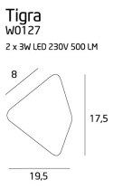 MAXLIGHT W0127 KINKIET TIGRA II BIAŁY, 2x3W